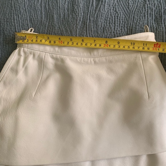 Retro 80s Vintage Leather Skirt White Mini - Picture 9 of 10